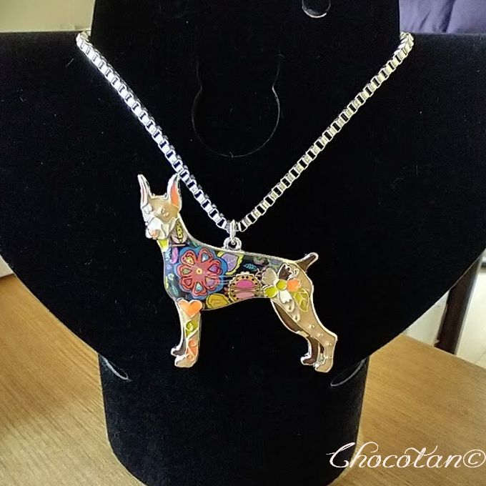 【送料無料】ドーベルマンA エナメル ネックレス 茶【新品】拍卖