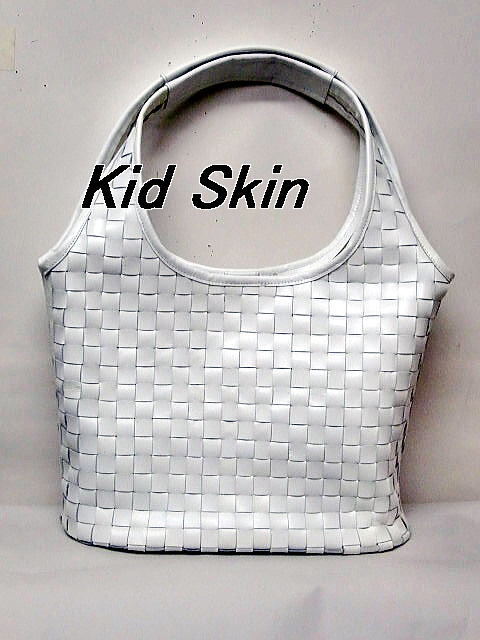 送料無料 一点品 548-1 キッド革編みトートバッグ拍卖