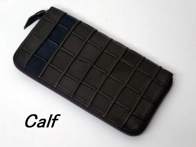 限定一点品 送料無料 260-13カーフ(牛革)デザインワーク長財布ラウンドファスナー式拍卖