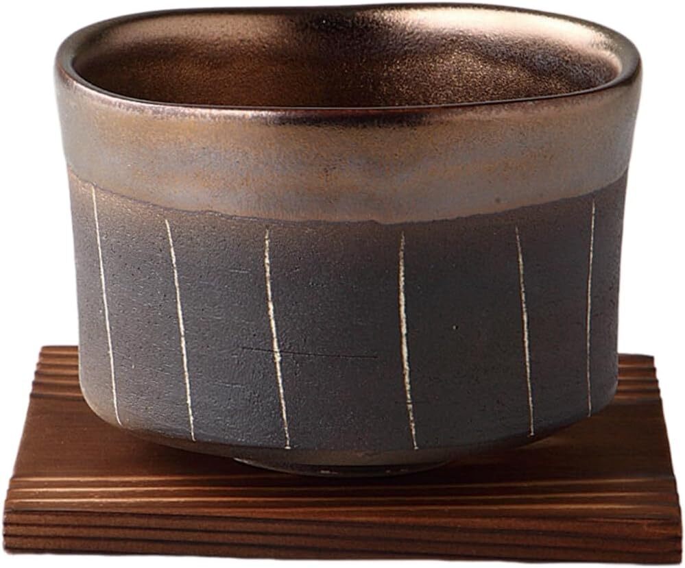 茶道具! ☆黒金彩十草いっぷく碗☆ V4047-15 新品 美濃焼 湯呑 ギフト拍卖