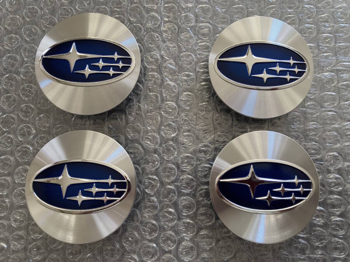 送料安い!☆ 極上 新車外し スバル 純正 アルミホイール用 銀 / 青 センター キャップ オーナメント 4枚セット シルバー / ブルー ☆①拍卖