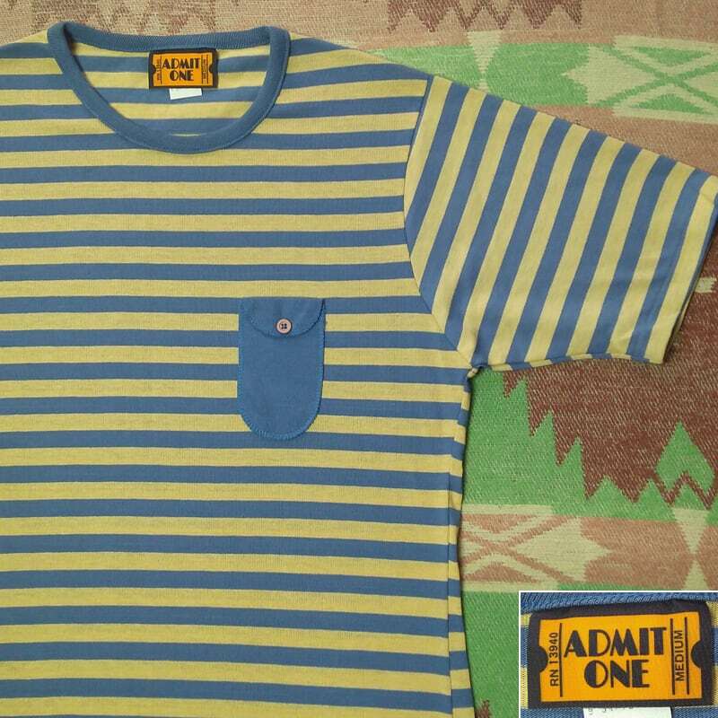 小ポケット 【ADMIT ONE】 70s Striped Pocket T-Shirt / 70年代 ボーダー Tシャツ M アメリカ製 デッドストック ビンテージ 60s80s拍卖