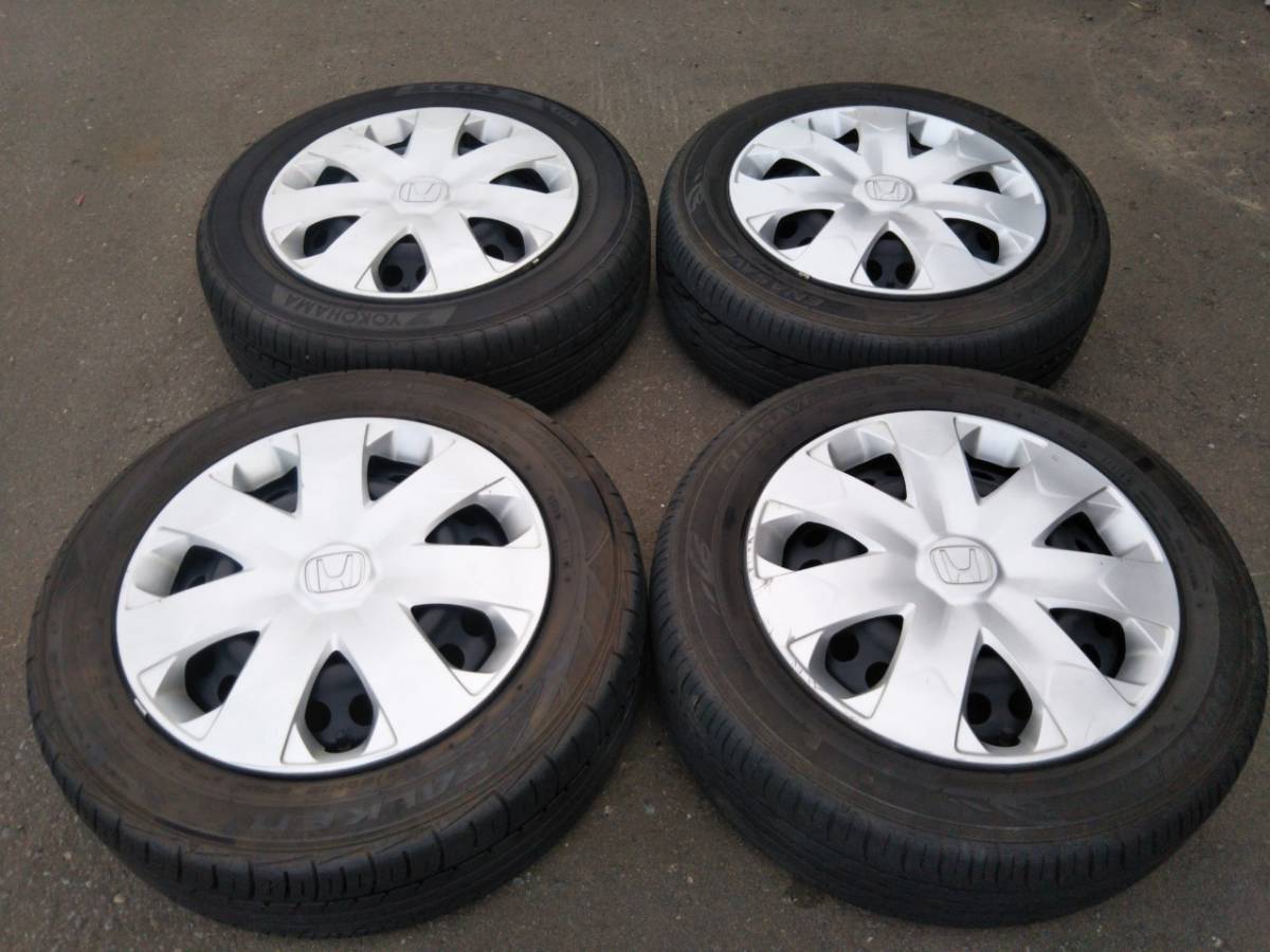 Y234 185/60R15 DUNLOP ダンロップ FALKEN YOKOHAMA 2016年 PCD100 4H 5.5J FIT SHUTTLE フィット GG8 4本セット キャップ付き拍卖