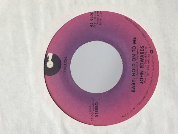 JOHN EDWARDS/BABY HOLD ON TO ME. THE KEY TO MY LIFE シングルレコード拍卖