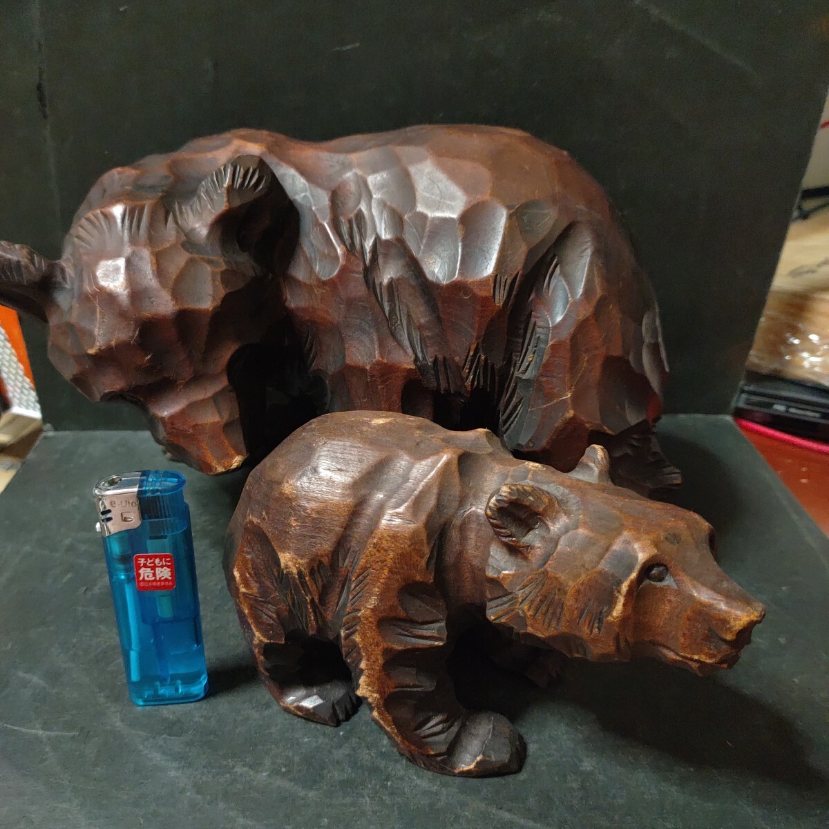 木彫り 熊 置物 2個拍卖