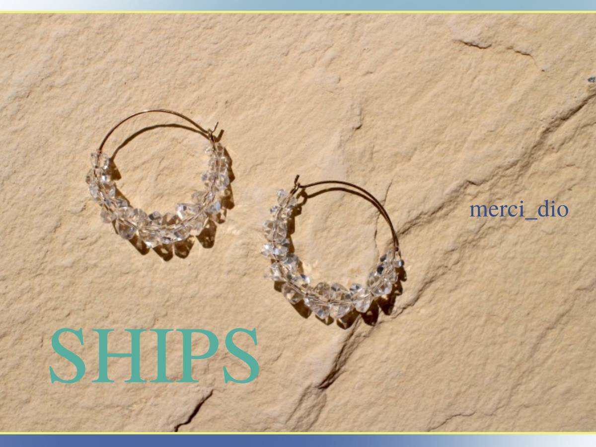 シップス SHIPS クリスタル クリアパーツ フープピアス ゴールドカラー オケージョン ドレス 新品 未使用 ドゥーズィエムクラス拍卖