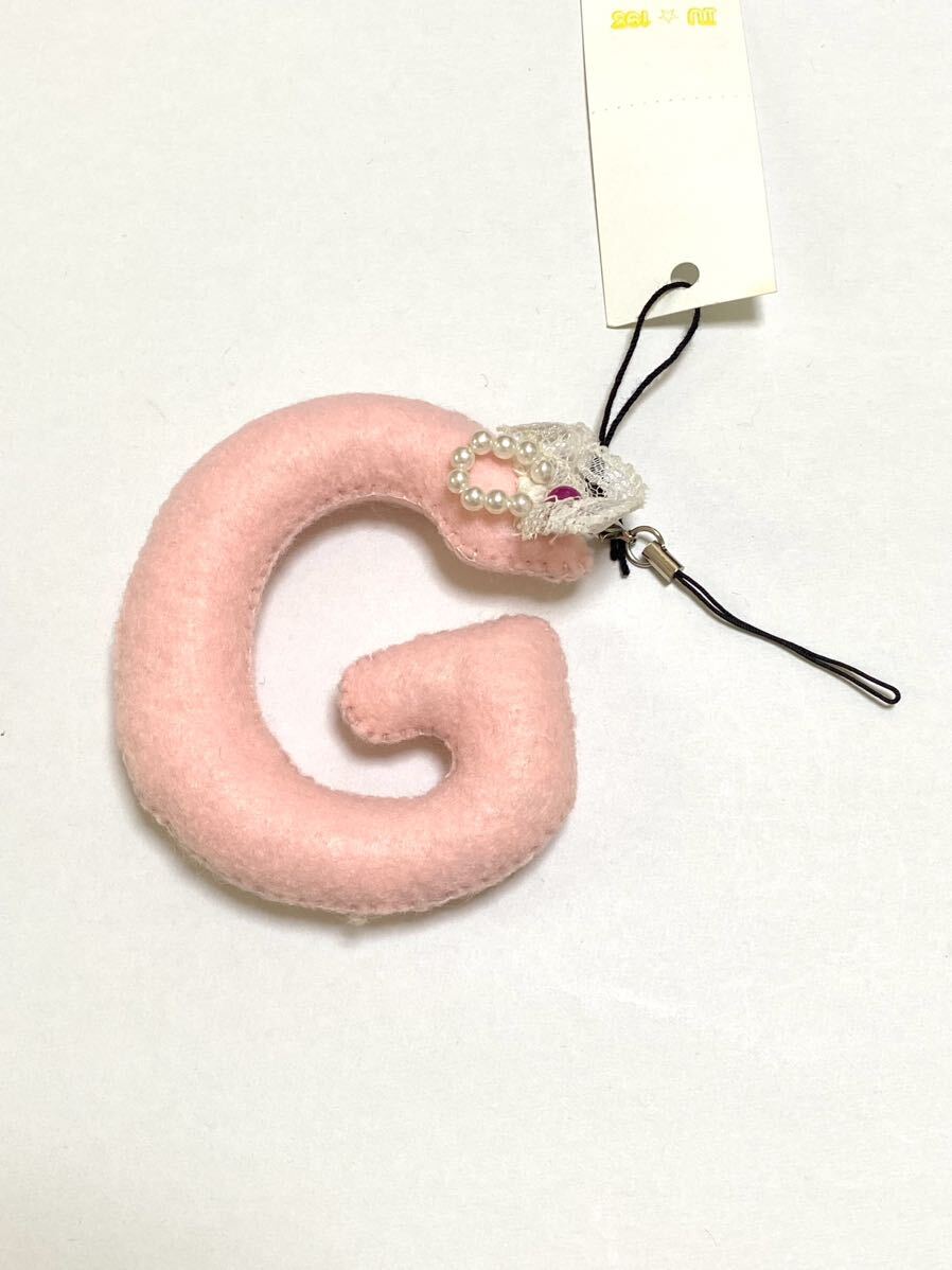 ハンドメイド★ストラップ アルファベット G ピンク レース付き(689)値下げ拍卖