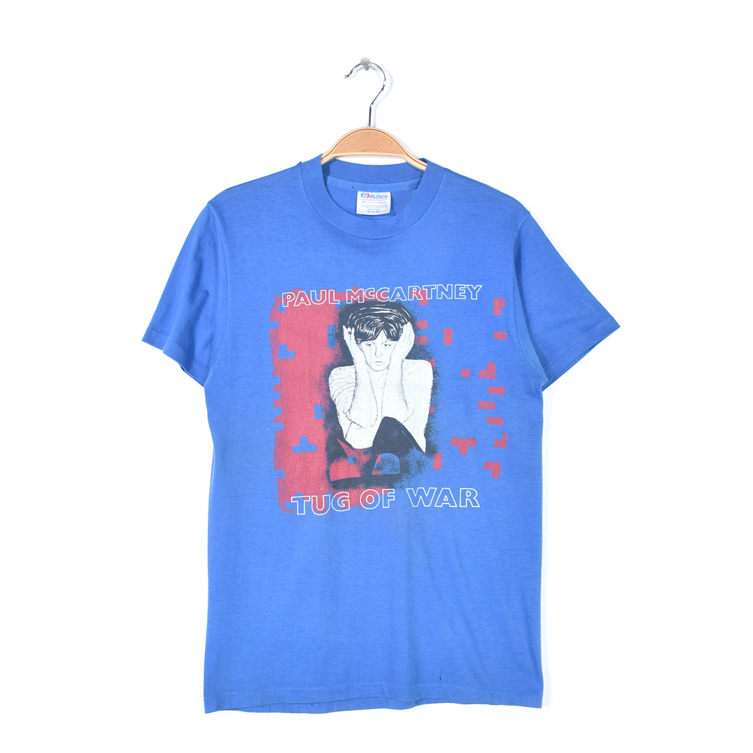 【送料無料】80s ポールマッカートニー TUG OF WAR ヴィンテージTシャツ バンドTシャツ PAUL McCARTNEY 青 サイズM 古着 @AAA1420拍卖