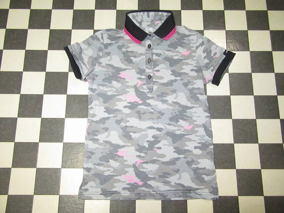 ★アディダス★美品 S アディピュア カモフラージュ 半袖ポロシャツ ブラック拍卖