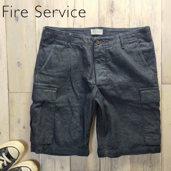 ☆Fire Service ファイヤーサービス☆デニム カーゴ ハーフパンツ W34 S1491拍卖