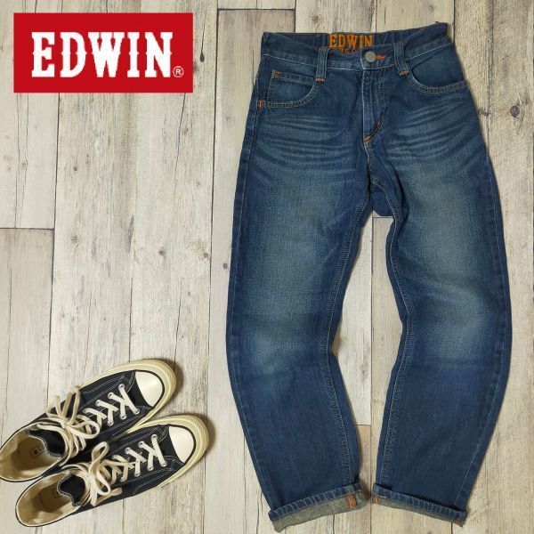 ☆EDWIN エドウィン☆G91100 USED加工 ストレート デニム パンツ Size140 S904拍卖