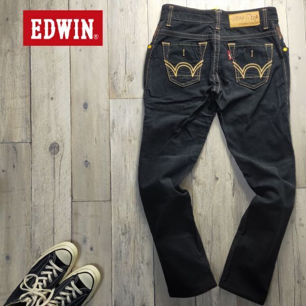 ☆EDWIN BLUE TRIP エドウィン☆BT0311 ブラック コーデュロイ ストレート パンツ (S) S949拍卖