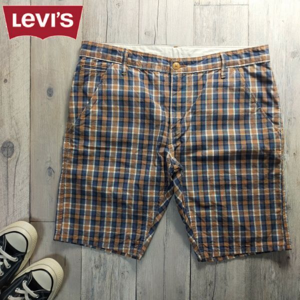 ☆Levis リーバイス☆チェック ハーフパンツ ショートパンツ sizeW36 S1829拍卖