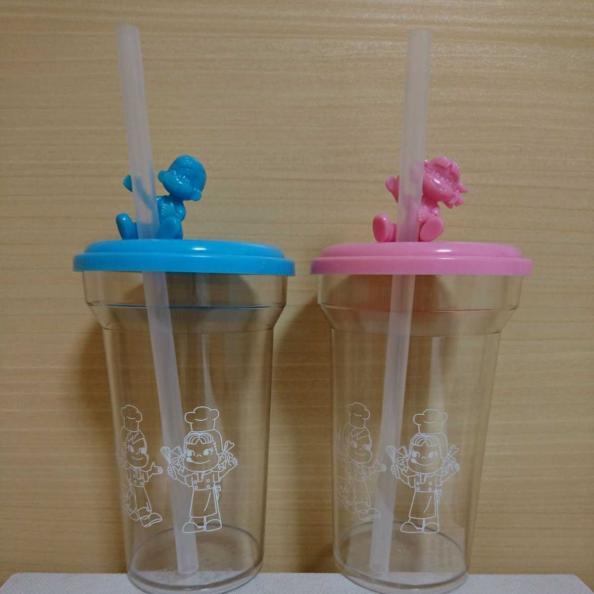 【未使用・訳アリ】不二家 FUJIYA ペコちゃん ポコちゃん タンブラー 380ml ストロー付き 2点セットで♪拍卖