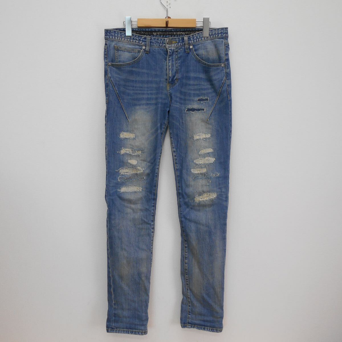 NUMBER (N)INE × nano・universe ナンバーナイン ナノユニバース ダメージ加工 リペア加工 クラッシュ デニムパンツ ジーンズ L 10118246拍卖