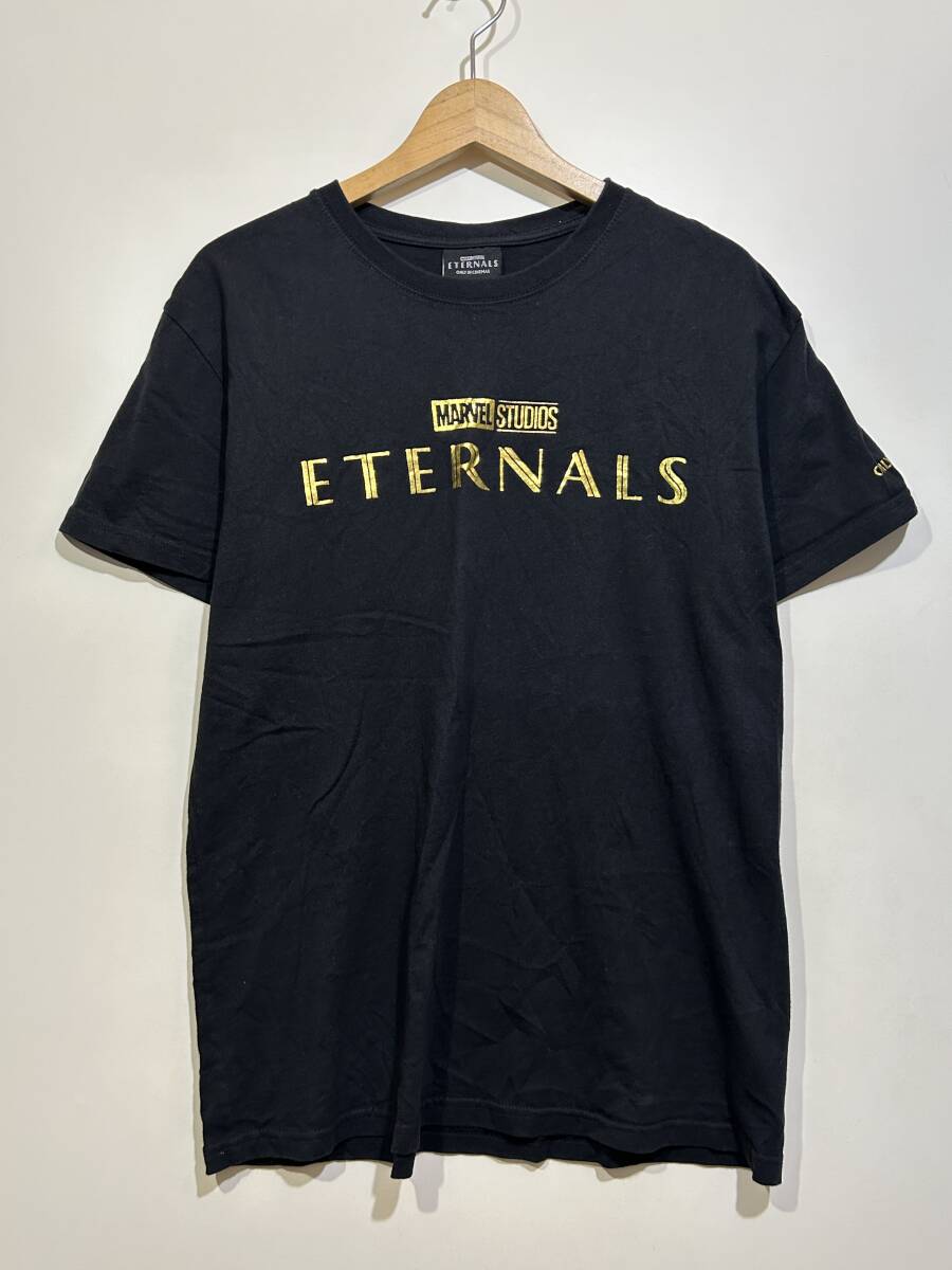 ★ MARVEL STUDIOS ETERNALS 半袖 Tシャツ 黒 ブラック M マーベル エターナルズ 映画 ムービーTシャツ ゴールドプリント ユニセックス拍卖