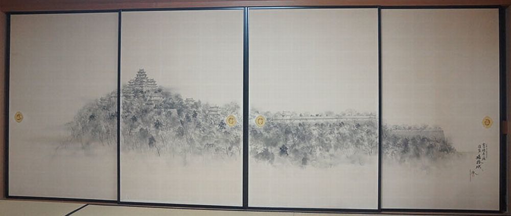 S0012「超大作 襖絵 金澤徹先生筆 姫路城 平成九年 国宝 世界文化遺産」金澤徹 名品 障壁画 傑作 兵庫県 播磨 播州 姫路市 拍卖