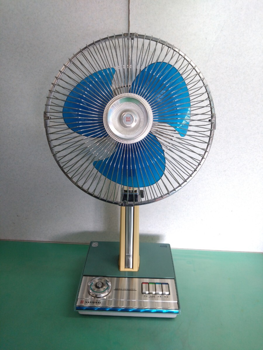 ●A レトロ 当時物1972年製 National 30cm 座敷扇 DOUBLE OSCILLATION 扇風機 F-30H1D 超微風 SUPER SLOW/タイマー/首振りOK 動作確認済①拍卖