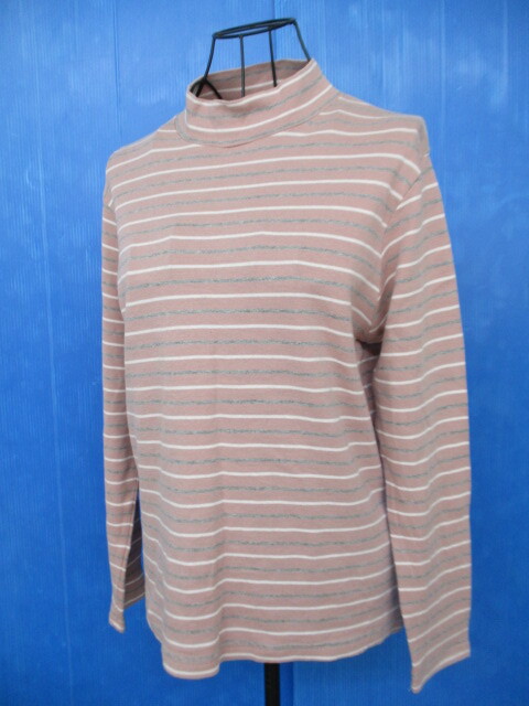 【お買得】★Arlesienne/アルレジェンヌ★長袖タートルネック ボーダ柄 ピンク系 サイズL拍卖