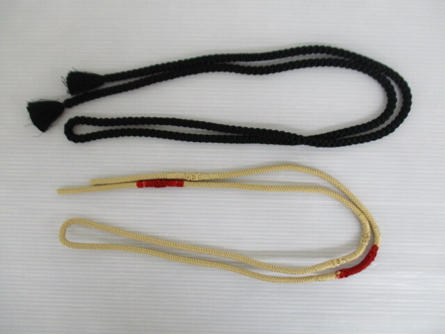 【お買得!】★帯締め2点セット★丸組 ①黒 ②ベージュ系/赤拍卖