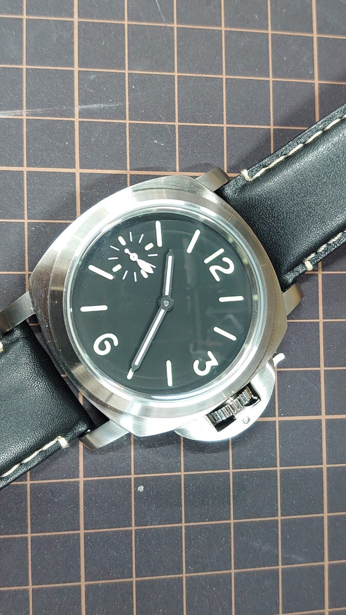 手巻 ノーロゴ メンズ腕時計 ミリタリー 44mm 機械式 シースルーバック アジア製6497ムーブメント 中古 (2)拍卖