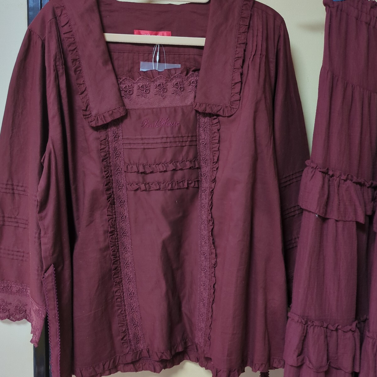 ピンクハウス 綿ローン 長袖 ブラウス 未使用 ガーネットレース ピンタック 拍卖