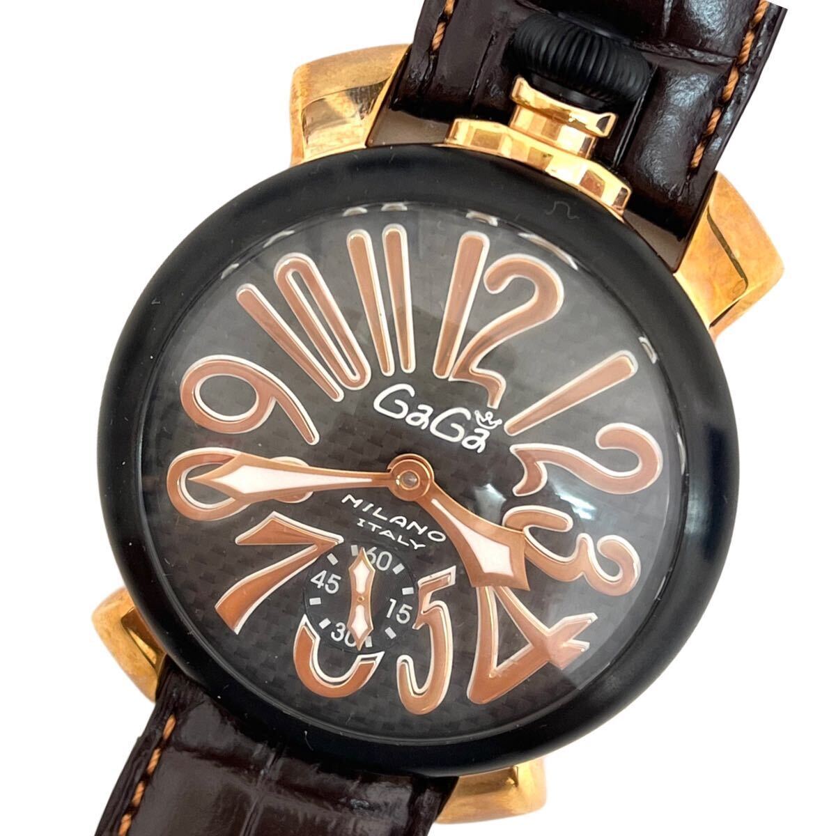 GaGa MILANO ガガミラノ マヌアーレ 48mm カーボン文字盤 手巻き 腕時計 裏スケルトン 稼働拍卖