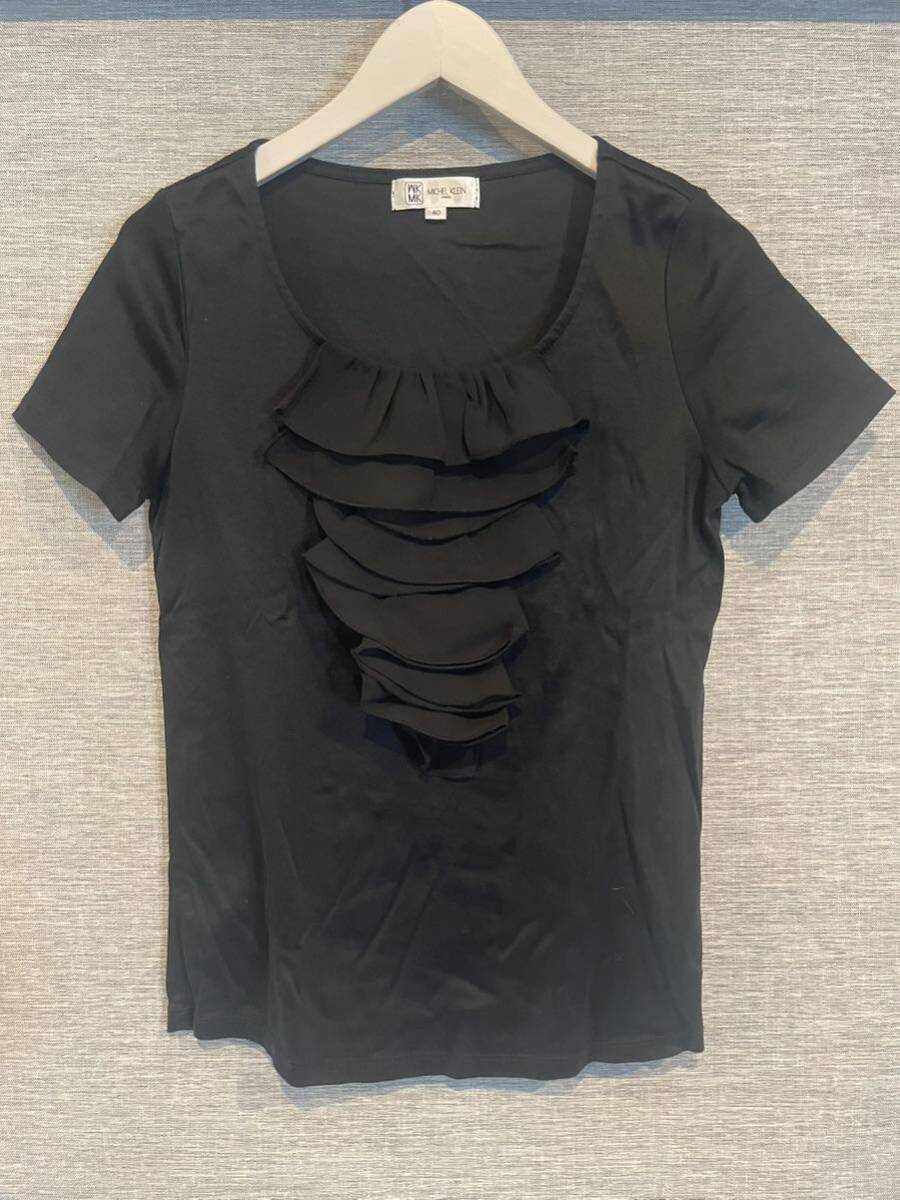 未使用極美品MK MICHEL KLEIN半袖Tシャツカットソートップス黒拍卖