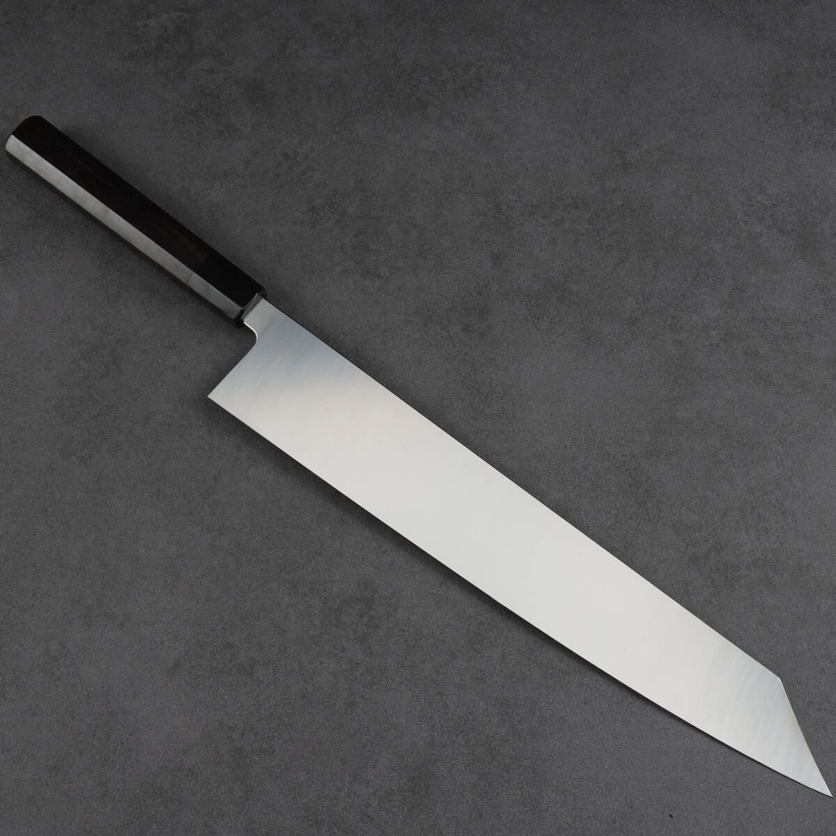 10419 切付け牛刀 尺(刃渡り300mm) 刺身包丁 和包丁 両刃包丁 黒檀黒水牛角八角柄拍卖