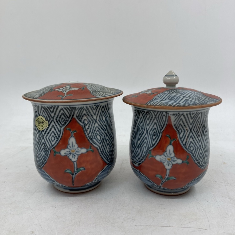 夫婦湯 湯 茶器 有田焼 花柄 蓋付き 和食器 ペア★K2280Z拍卖