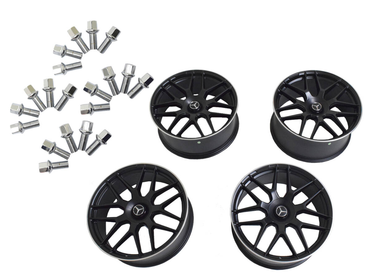 W222 W223 22インチ アルミ ホイール 4本 1台分 マットブラック 9.0J 10.0J S11M ボルト ベンツ Sクラス 等 カスタム 足回り 補修 セット拍卖