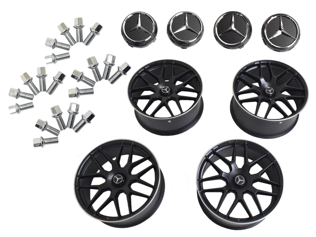 W222 W223 22インチ アルミ ホイール 4本 1台分 マットブラック 9.0J 10.0J S11M ボルト マーク ベンツ Sクラス 等 カスタム 足回りセット拍卖