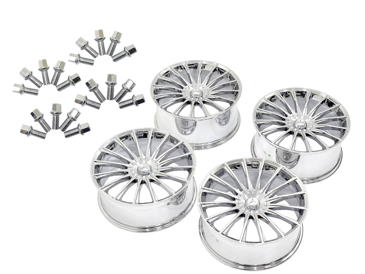 W222 W223 22インチ アルミ ホイール クローム 4本 9.0J 10.0J S16C ボルト メルセデス ベンツ Sクラス 等 カスタム 足回り 補修 セット拍卖