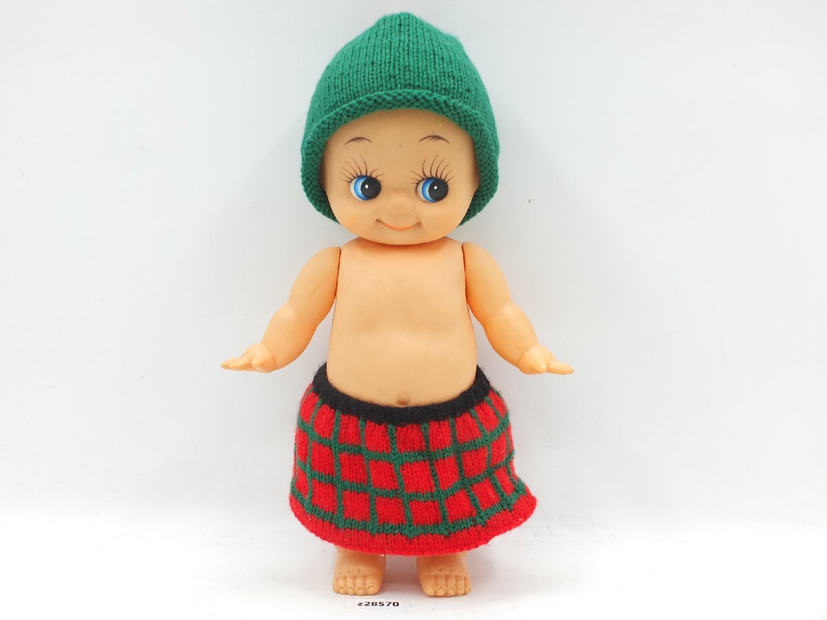 【z28570】キューピー人形 キューピーちゃん ソフビ キュピナドール 手編み 服装 編み物 ソフビ 人形 高さ約43cm 格安スタート拍卖