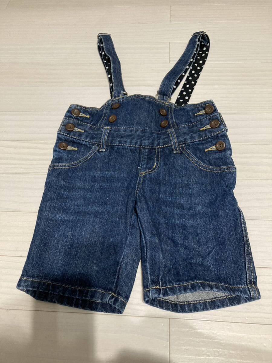 デニム ショートオール オーバーオール ショートパンツ 女の子 ズボン パンツ サイズ110拍卖