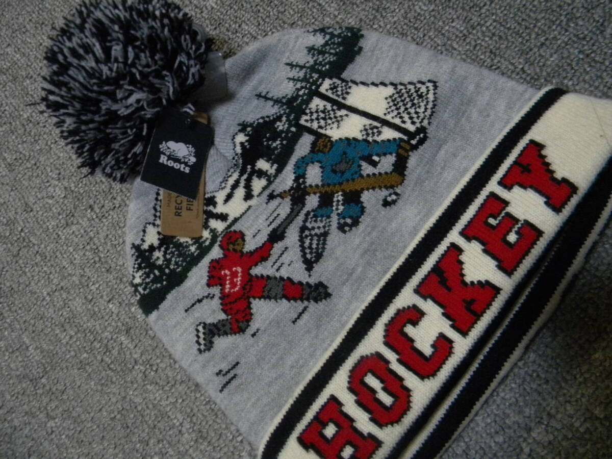 ★ROOTS kids★ボンボン付き ニット帽 帽子★OS/TU 22㎝★ホッケー HOCKEY拍卖