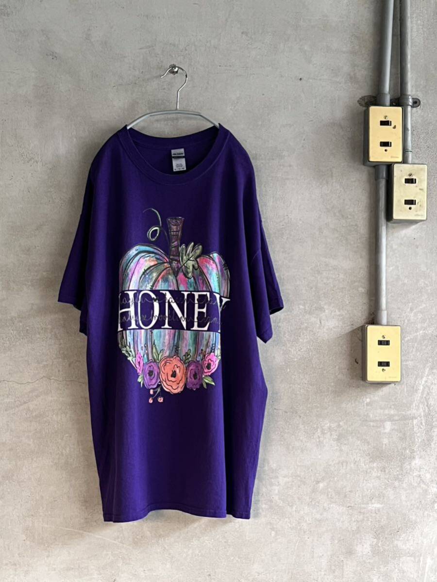 00s 2000s 年代 GILDAN ギルダン 大判 HONEY アート 当時 ビンテージ 古着 半袖 デザイン プリント ビッグシルエット 大きい y2k ロゴ XL拍卖