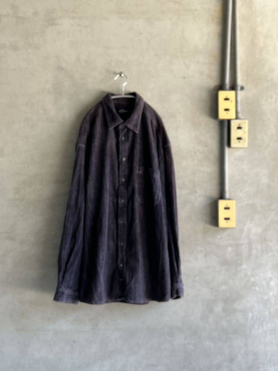 90s 90年代 SOliver コーデュロイ 長袖シャツ ベロア ナス紺 大きい ビッグサイズ シルエット XXL 古着拍卖