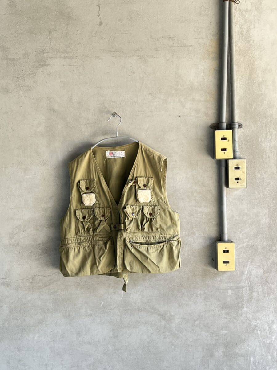 70s 70年代80s 80年代 ビンテージ フィッシング ベスト SEAWAY オリーブ 古着 ハンティング マルチポケット 古着 OLD ストリート ワーク拍卖