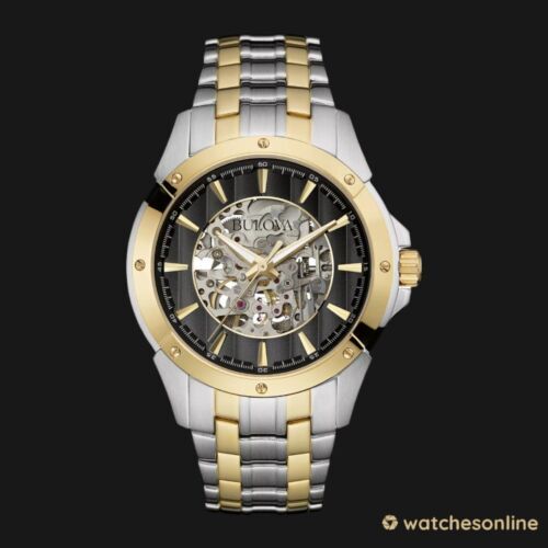 ☆彡BULOVA プローバ スケルトン 98A146 オートマチック 30m防水 精悍なシルバーゴールド拍卖