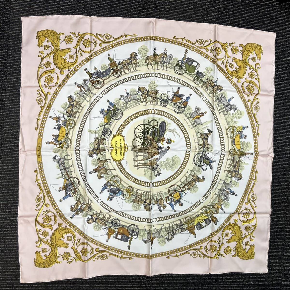 ★☆【正規品】ブランド品/HERMES/エルメス スクエア スカーフ LA PROMENADE DE LONGCHAMPS 87cm×87cm拍卖