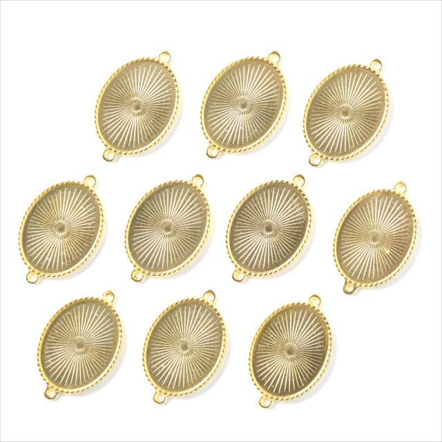 ミール皿 10枚 g43 ゴールド 金 楕円 コネクター カンあり カン付き オーバル レジン アクセサリー 枠 型枠 モールド チャーム HARU雑貨qb拍卖