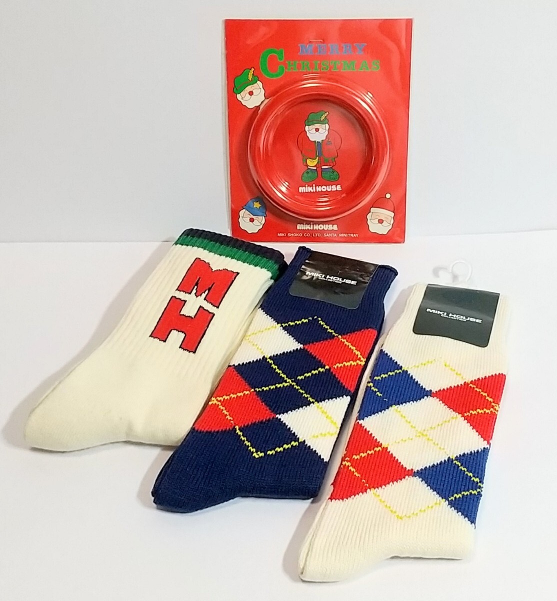 当時物 ミキハウス ミニトレー コースター ノベルティ 靴下 くつ下 24~26cm 3枚セット 未使用品拍卖