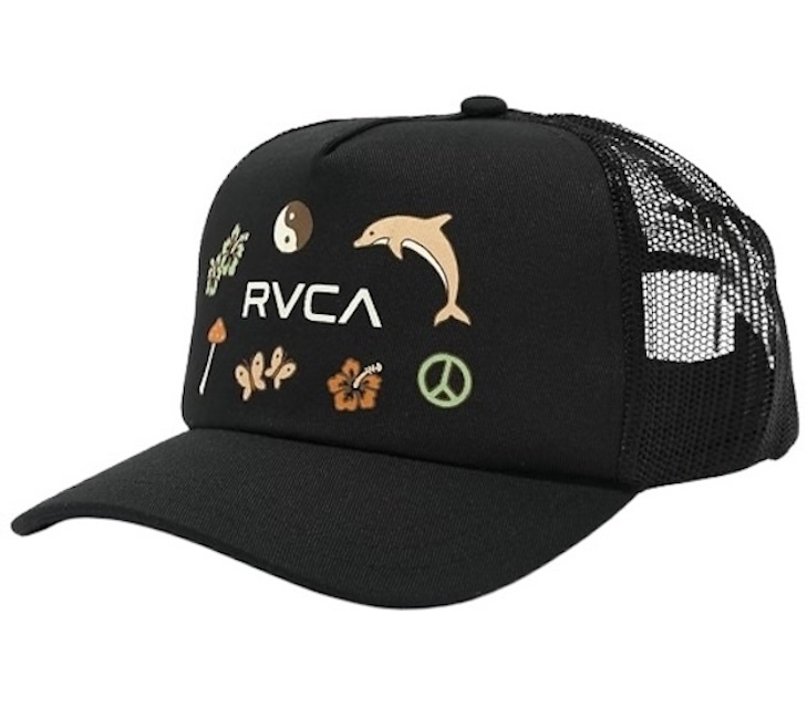RVCA Sticker Trucker Hat Cap Black キャップ 拍卖