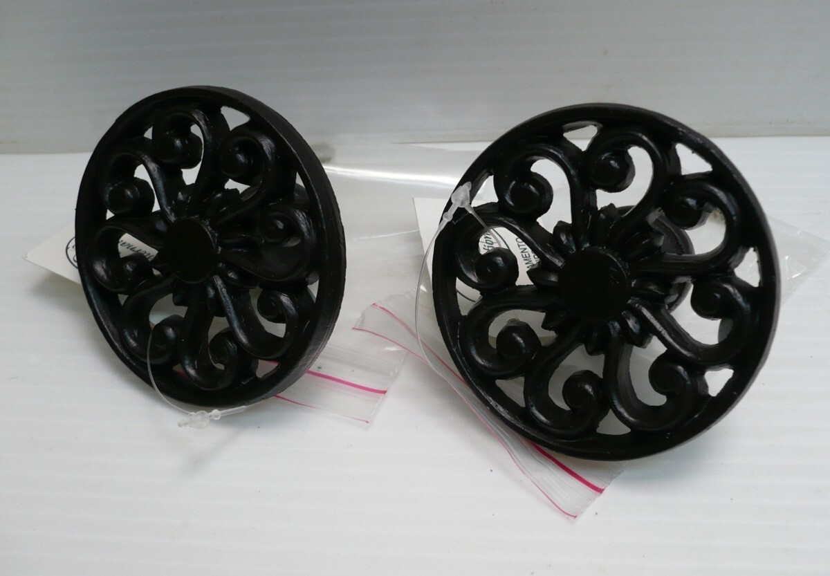 ★ 79845 アンティーク調 取っ手 2個セット φ7.5x高さ3.5cm ブラック 金属風 樹脂製 引出し ノブ 引出し つまみ 引出し DIY 未使用 ★*拍卖
