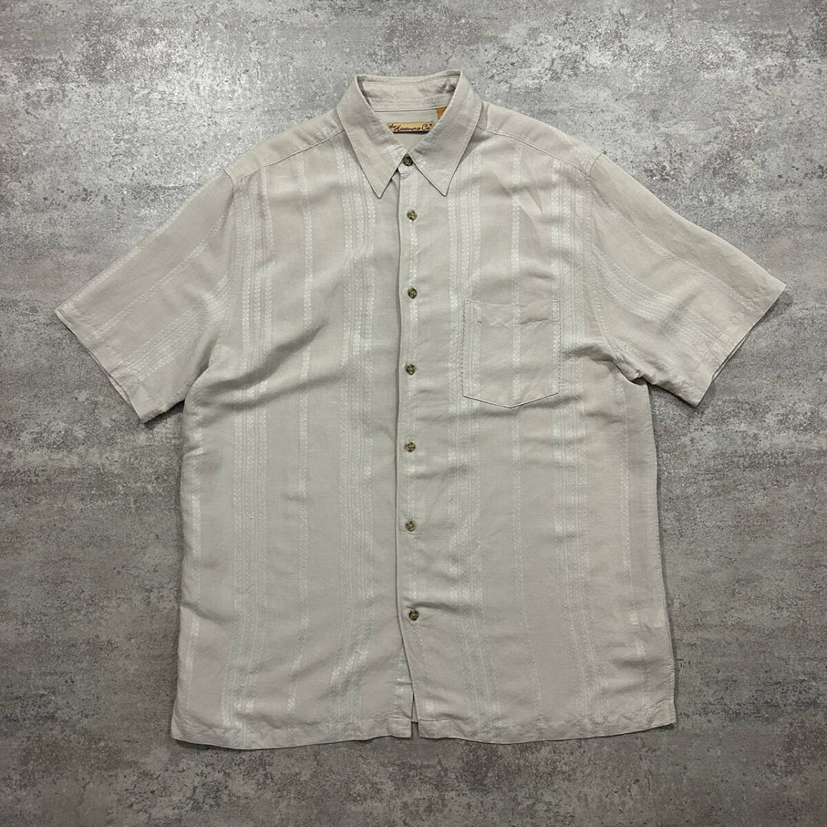 US ハバネラ リネン レーヨン ボタンシャツ 半袖 サイズ L アメリカ古着拍卖