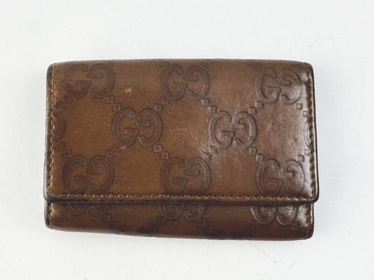 GUCCI/グッチ 138098 0416 GG レザー ゴールド金具 ホック 6連 キーケース ブラック拍卖