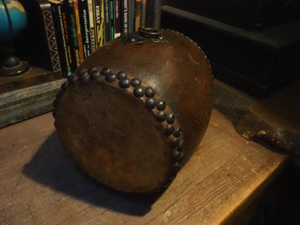 【大正期小振りな太鼓】古道具アンティーク骨董インテリア打楽器インダストリアル撥ドラム祭りお囃子雅楽民謡和楽器ピアノギター拍卖