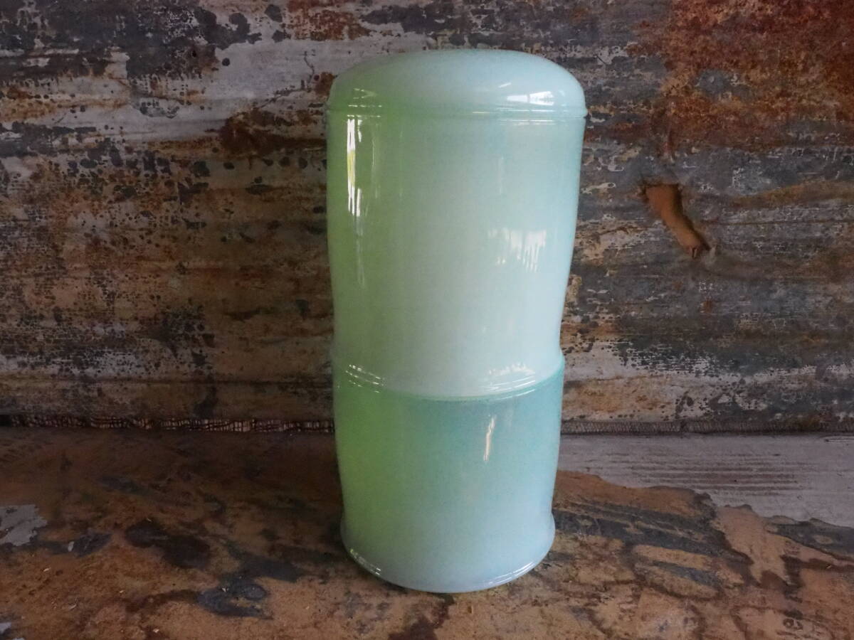 【ジェダイ ミルクガラス瓶】2段ガラス容器キャンディポット小物入れ古道具アンティーク骨董インテリアインダストリアル拍卖