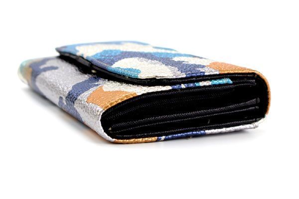 (最安値) 男女兼用 ユニセックス 重厚感のある長財布(シルバー&オレンジ&ブルー&ブラック)(未使用新品)の出品です拍卖